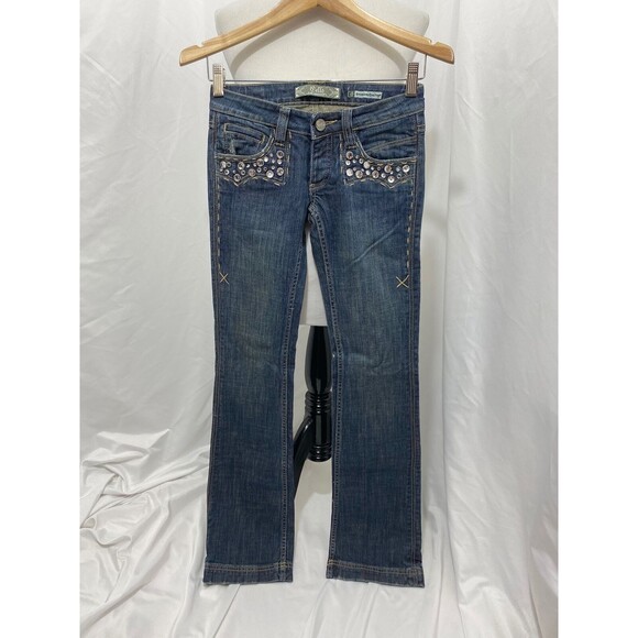 Cello Woman’s Jean's Blue Denim Straight Slim Leg 5-Pocket Size 0 x 32 - Picture 2 of 12